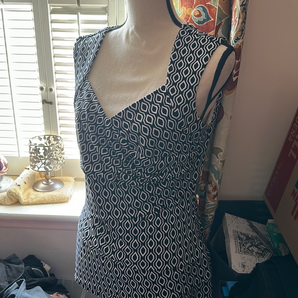 WHBM Draped black-white print top. Worn few times